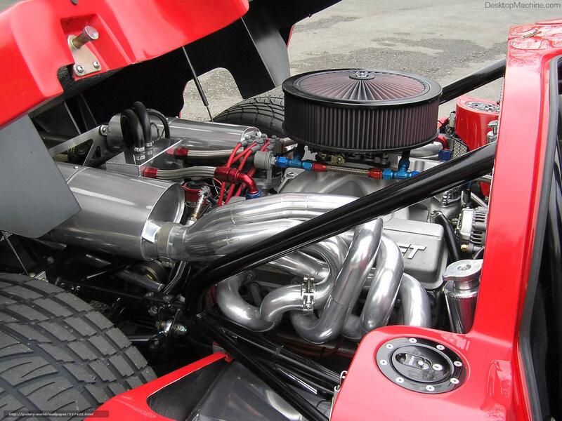 Car Engine Bay — Red, Mechanical, Photograph