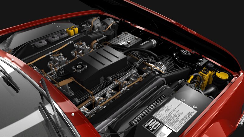 Car Engine Bay — Red, Technical, 3d Render