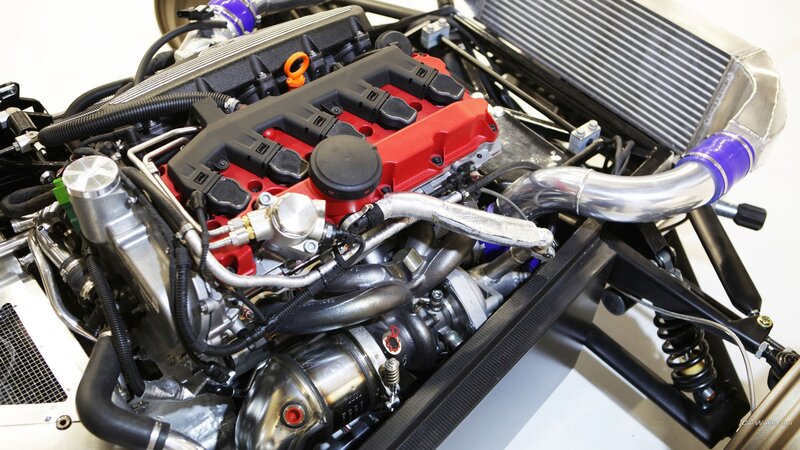 Car Engine Bay — Red, Technical, Photograph