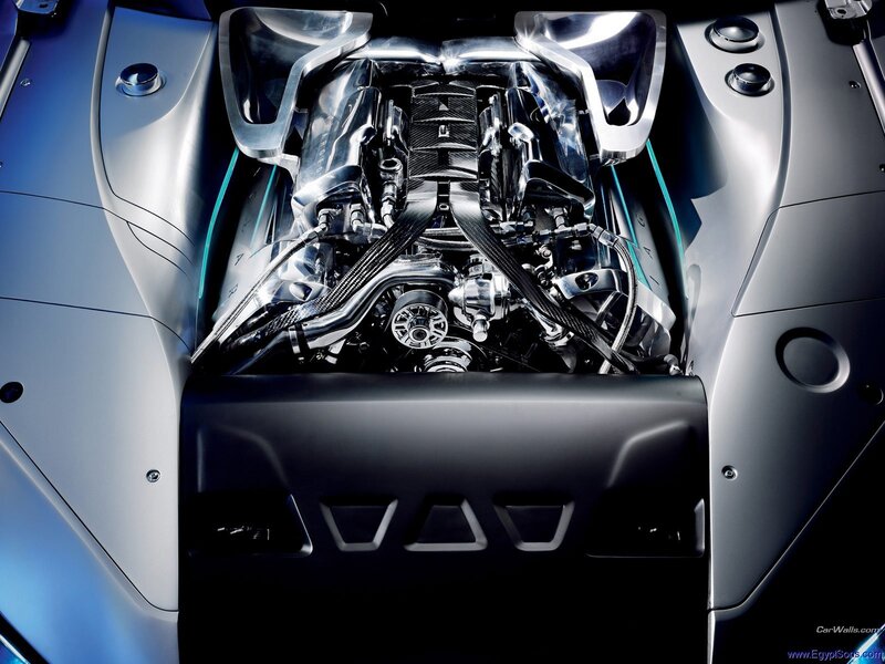 Car Engine Bay — Silver, Dramatic, Photograph