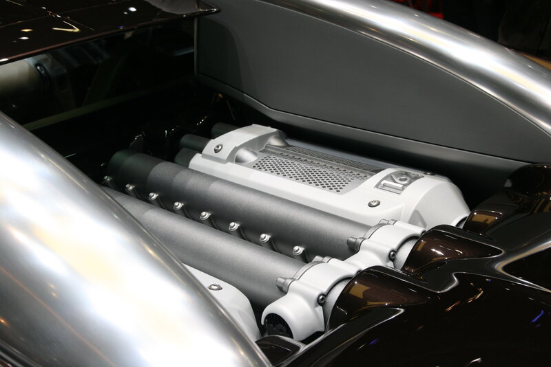 Car Engine Bay — Silver, Mechanical, Photograph, Exhaust Pipes
