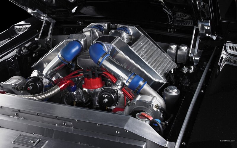 Car Engine Bay — Silver, Technical, Photograph, Turbos