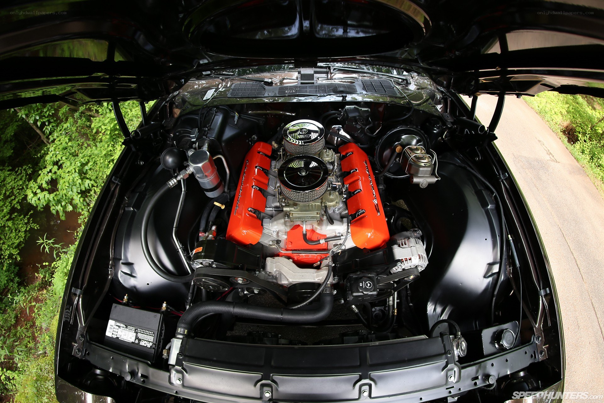 car engine bay view