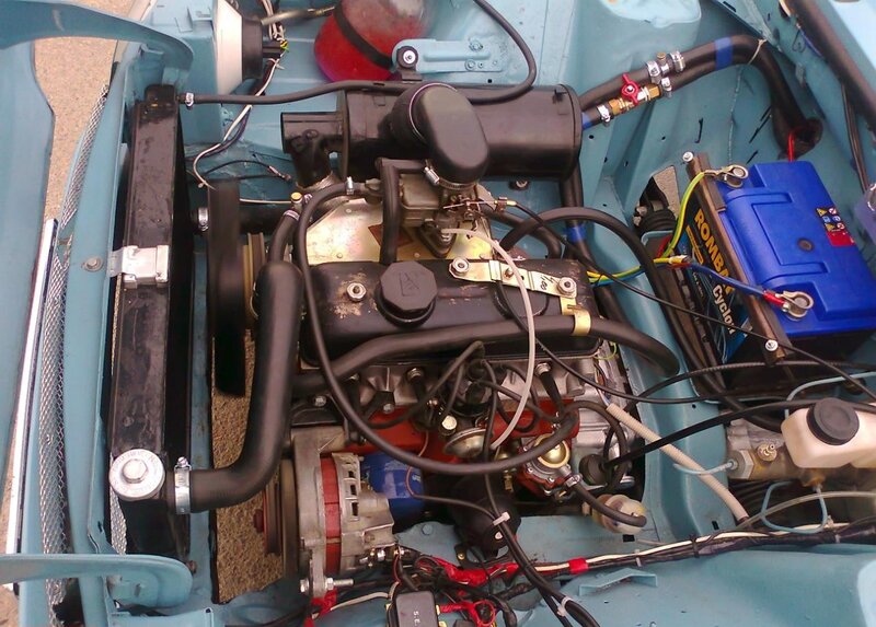 Car Engine Compartment — Blue