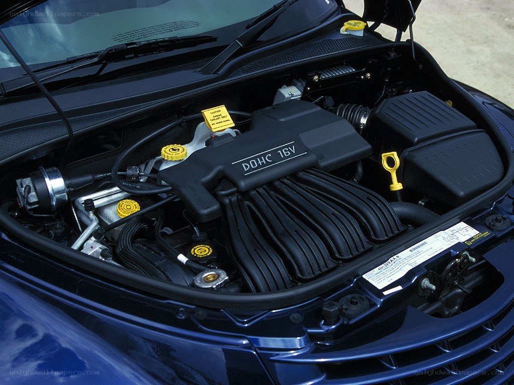 Car engine compartment view