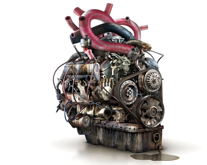 car engine shaped like a heart