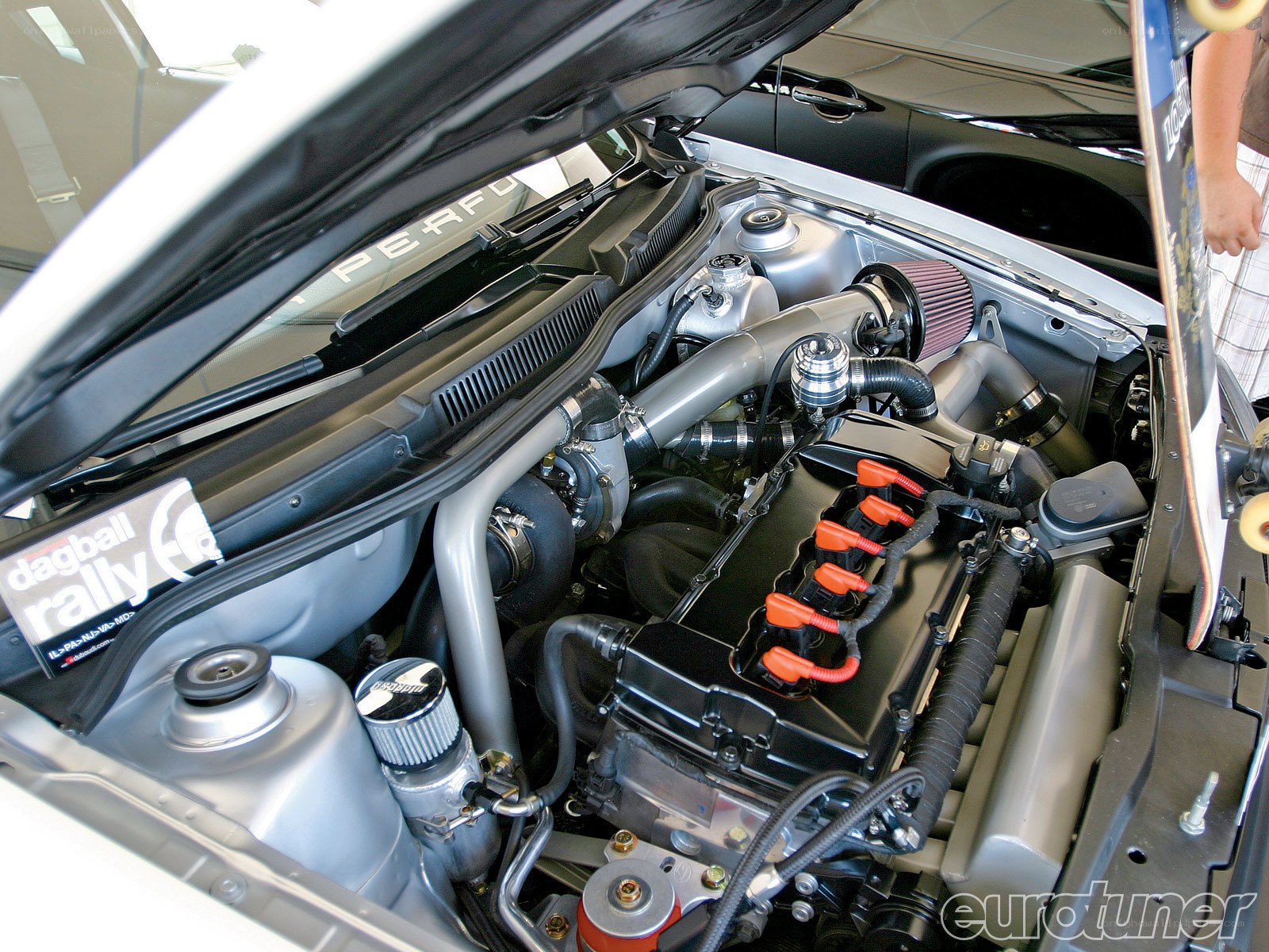car engine with aftermarket parts