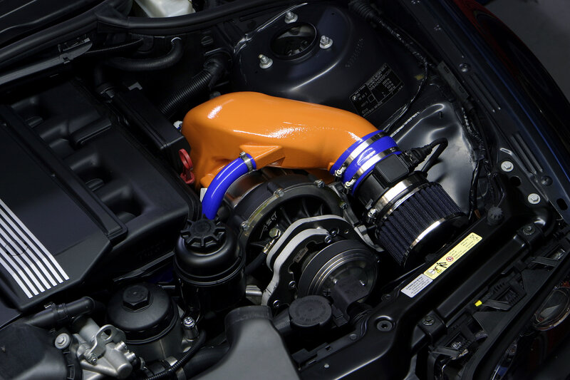 car engine with aftermarket parts