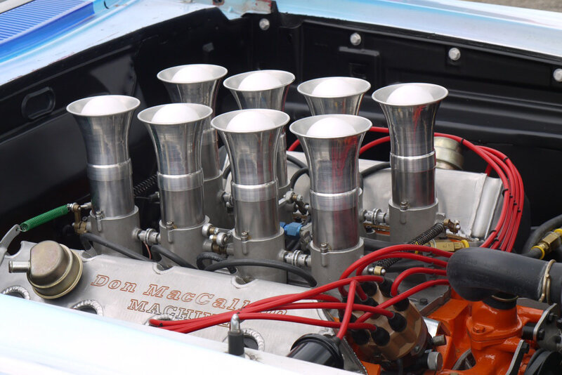 Car Engine with Eight Carburetors