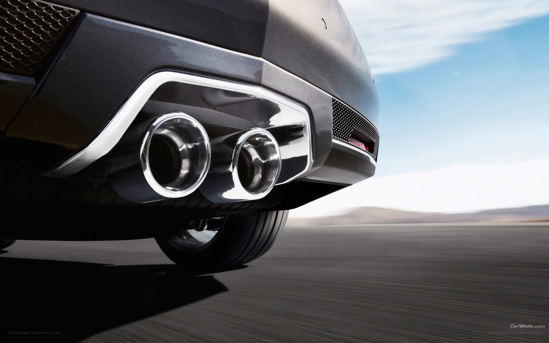car exhaust on road