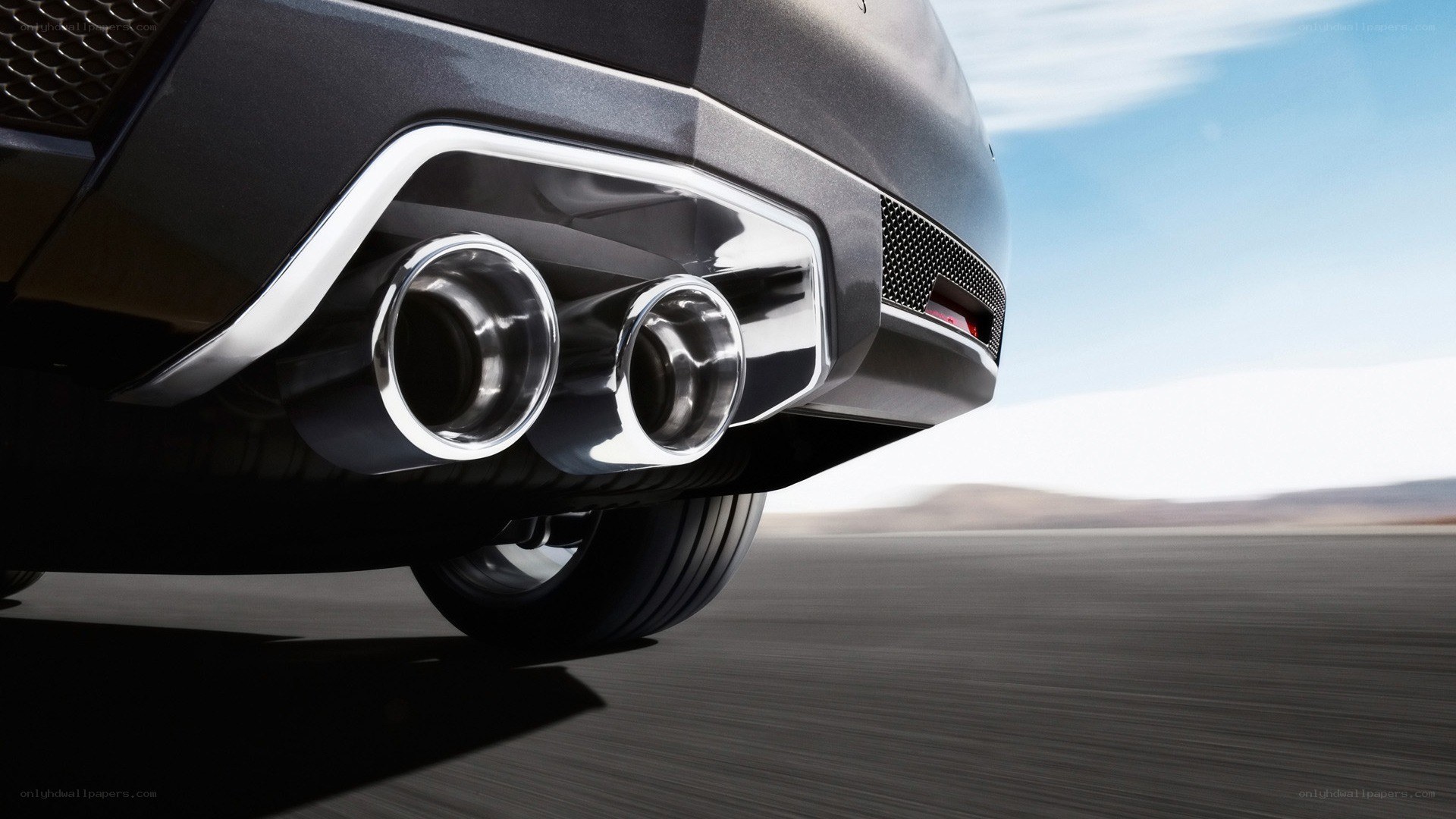 car exhaust on road
