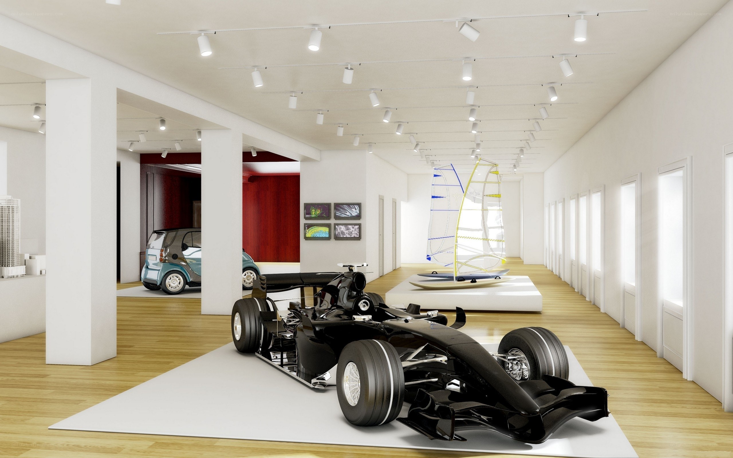 Car exhibition in gallery