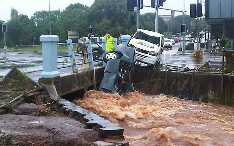 Car Flipped in Flood
