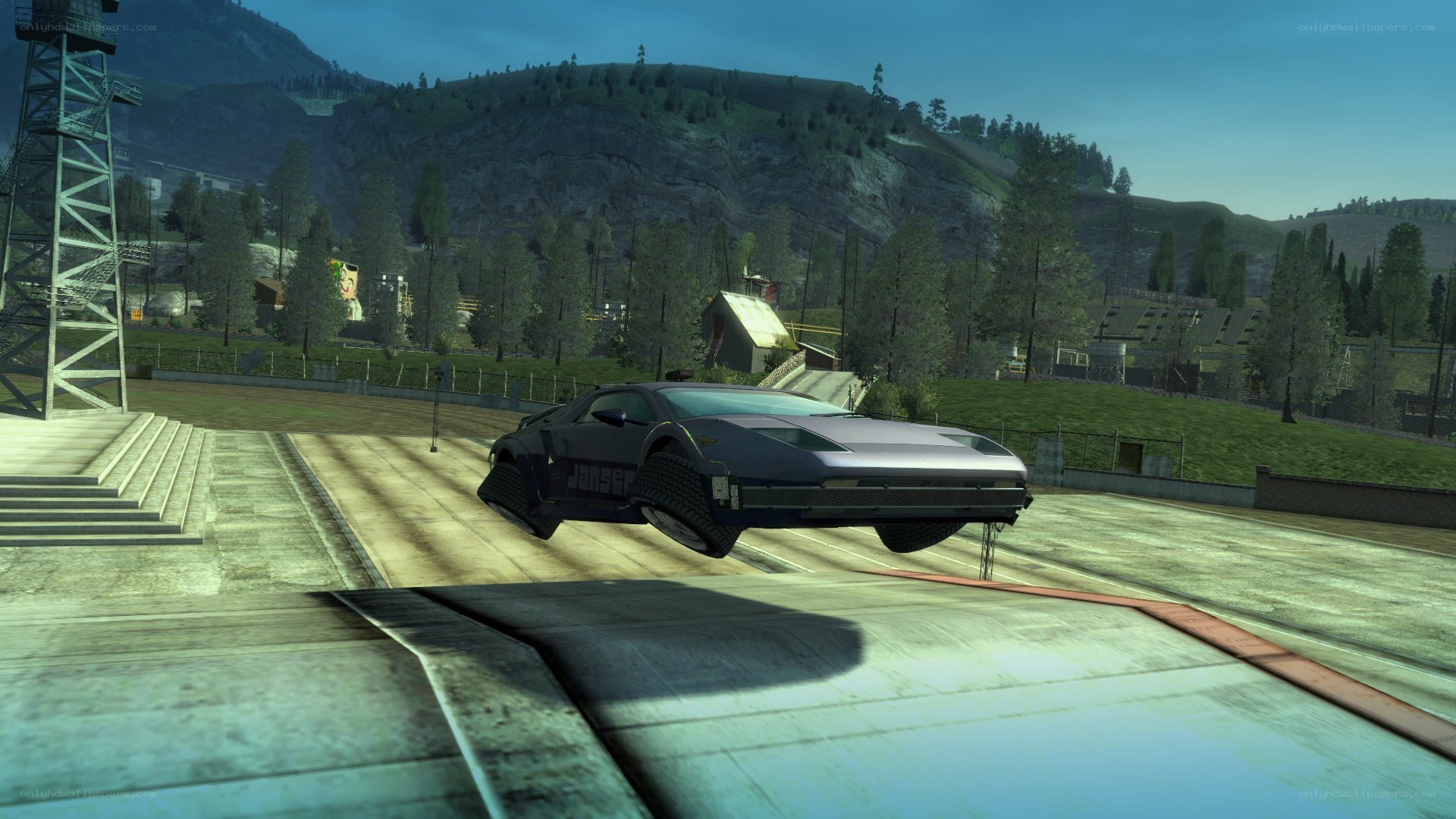 car flying in game scene