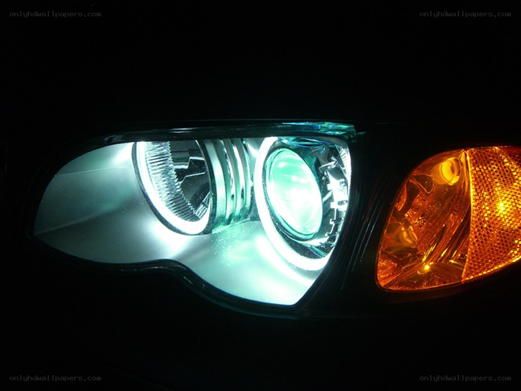 car headlight at night