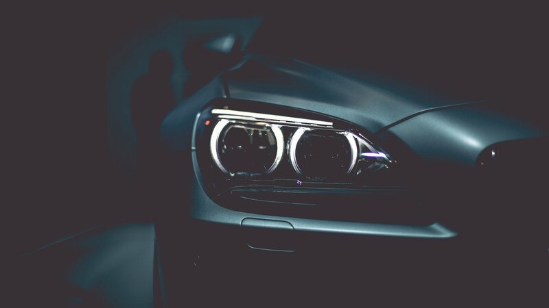 Car Headlight in Dark — Black, Dramatic, Night