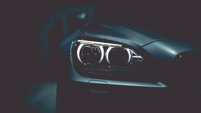 Car Headlight in Dark — Black, Dramatic