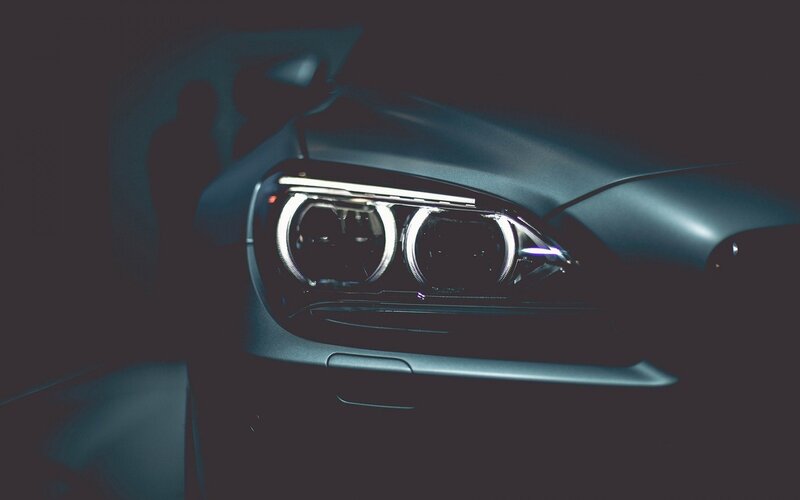Car Headlight in Dark — Black, Night