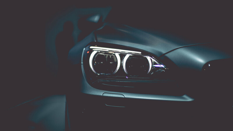Car Headlight in Dark — Black