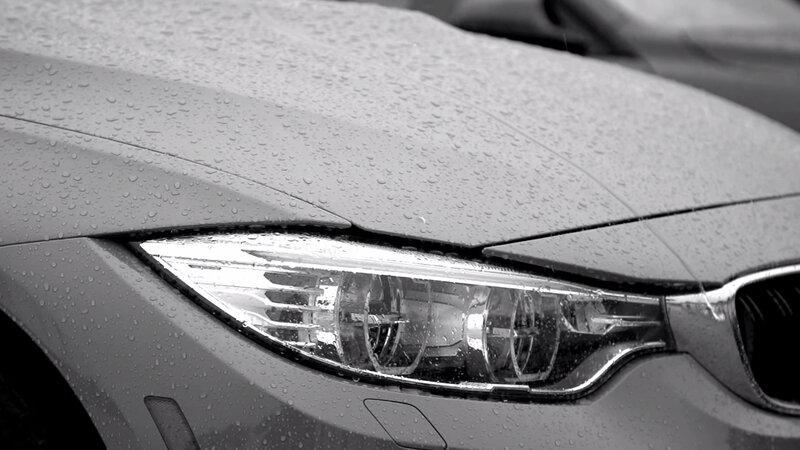 Car Headlight in Rain — Gray