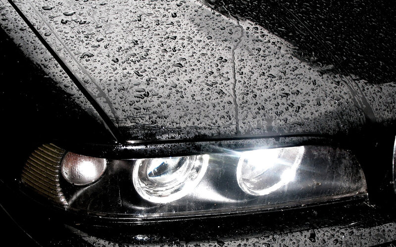 Car Headlight in Rain