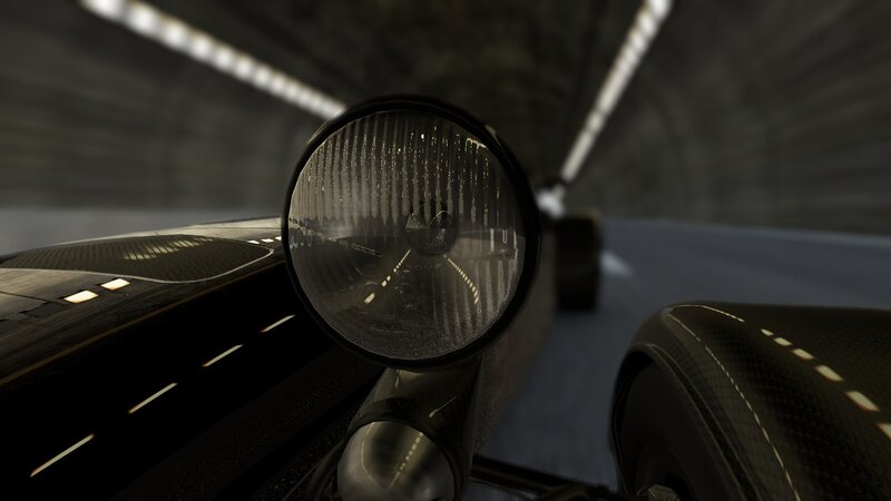 car headlight in tunnel