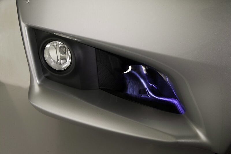car headlight with purple accent