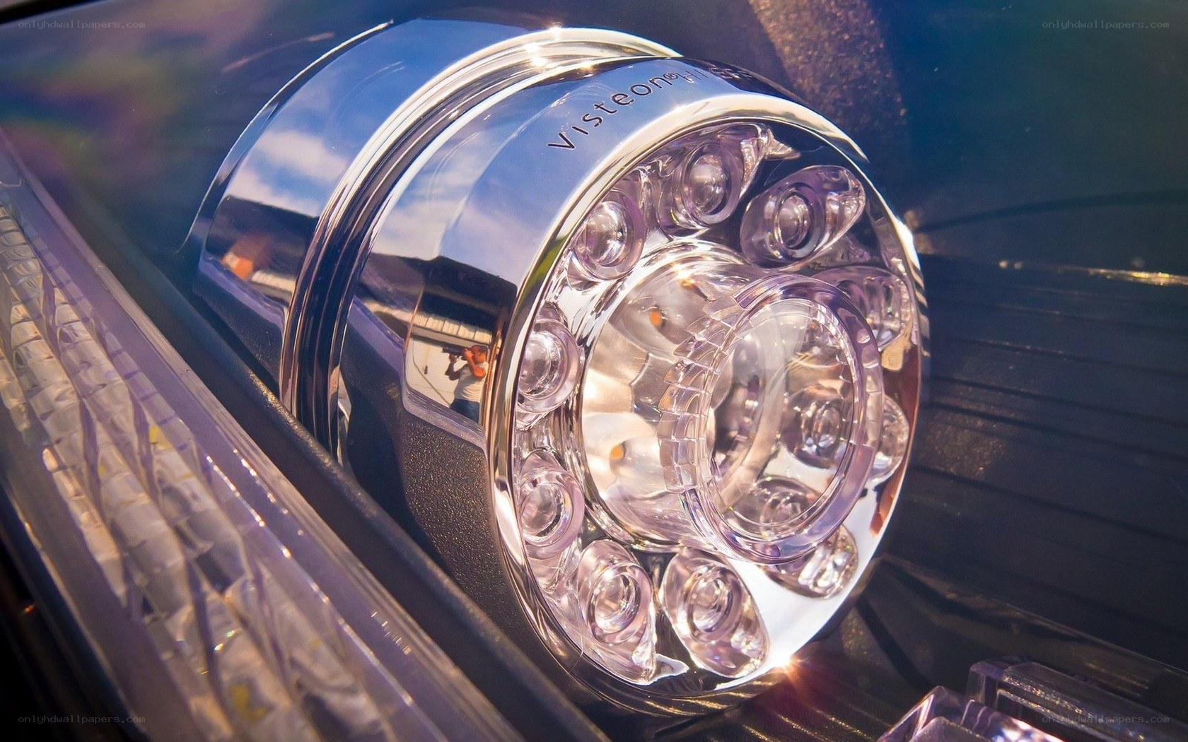 car headlight with Visteon branding