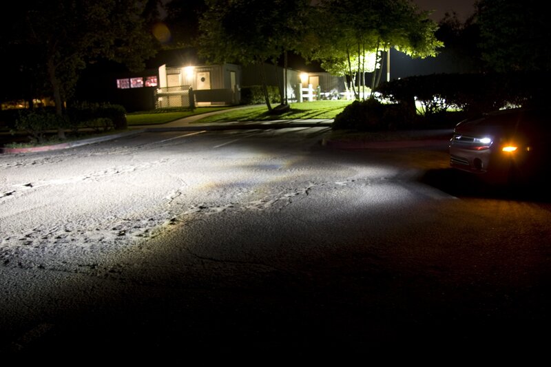 car headlights at night