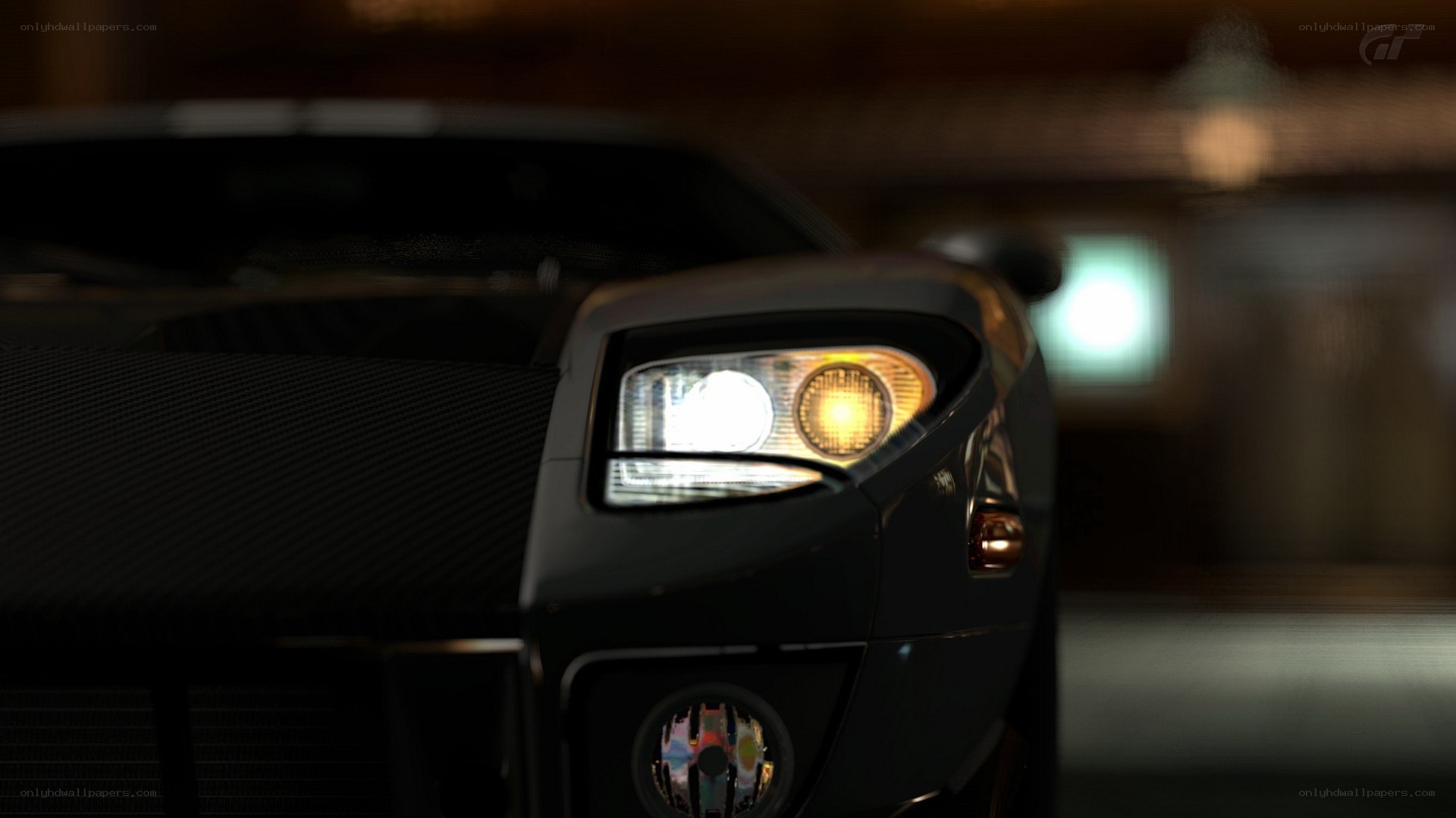 car headlights at night