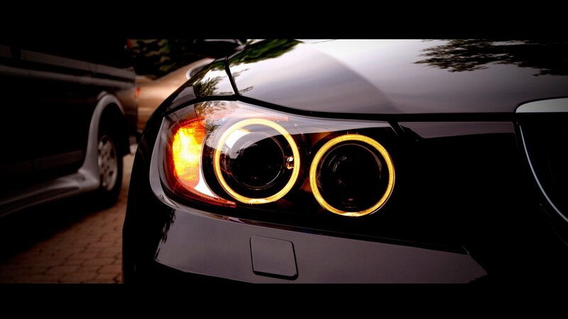 car headlights at night