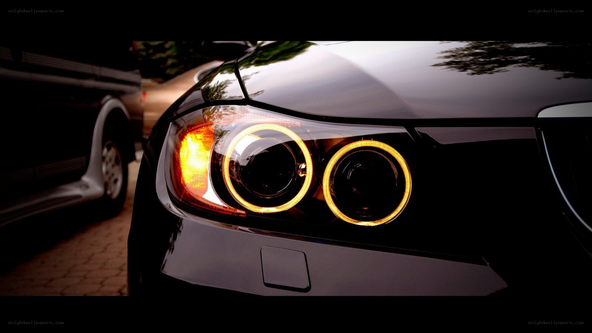 car headlights at night