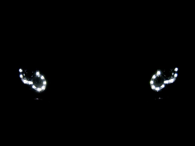 Car Headlights at Night — Black, Dark, Photograph