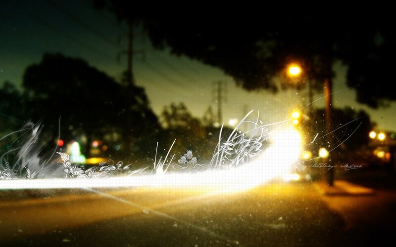 Car Headlights at Night — Yellow, Dramatic