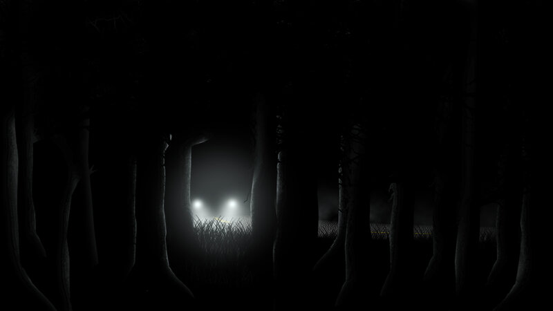 Car Headlights in Forest