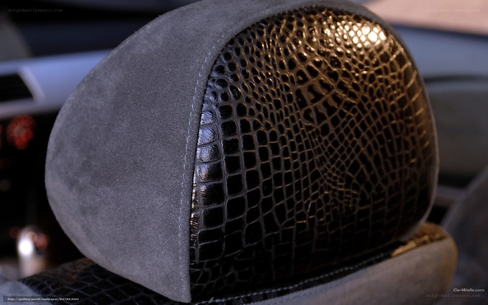 car headrest with crocodile skin