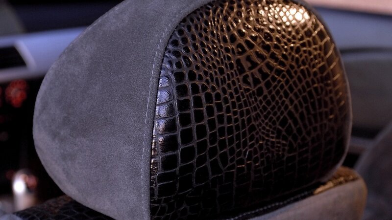 car headrest with crocodile texture