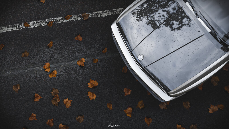 Car Hood on Asphalt