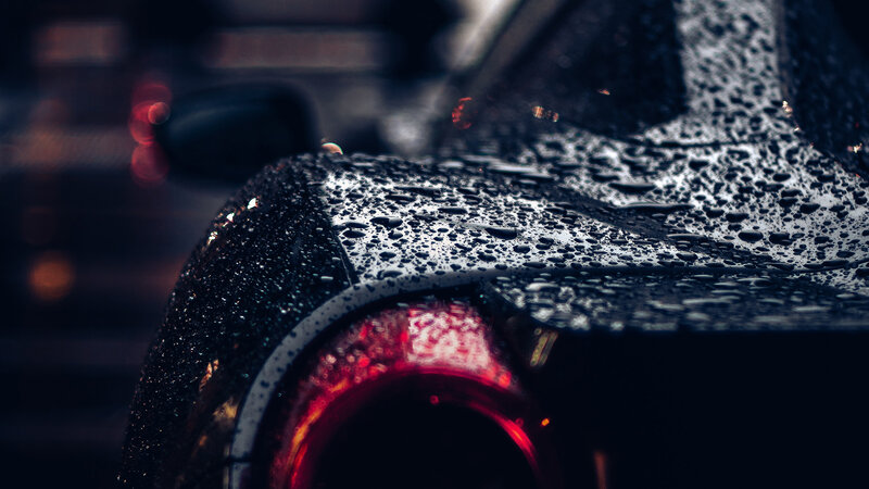 Car Hood with Raindrops