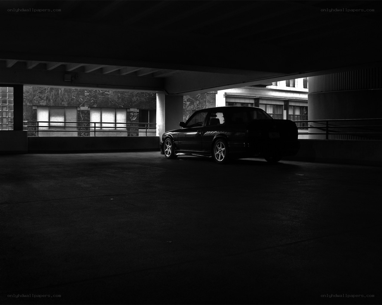 Car in a parking garage