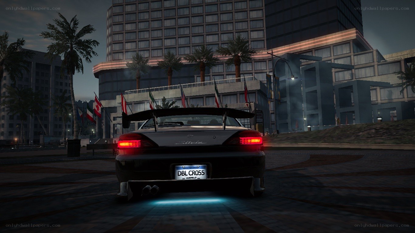 car in city at night