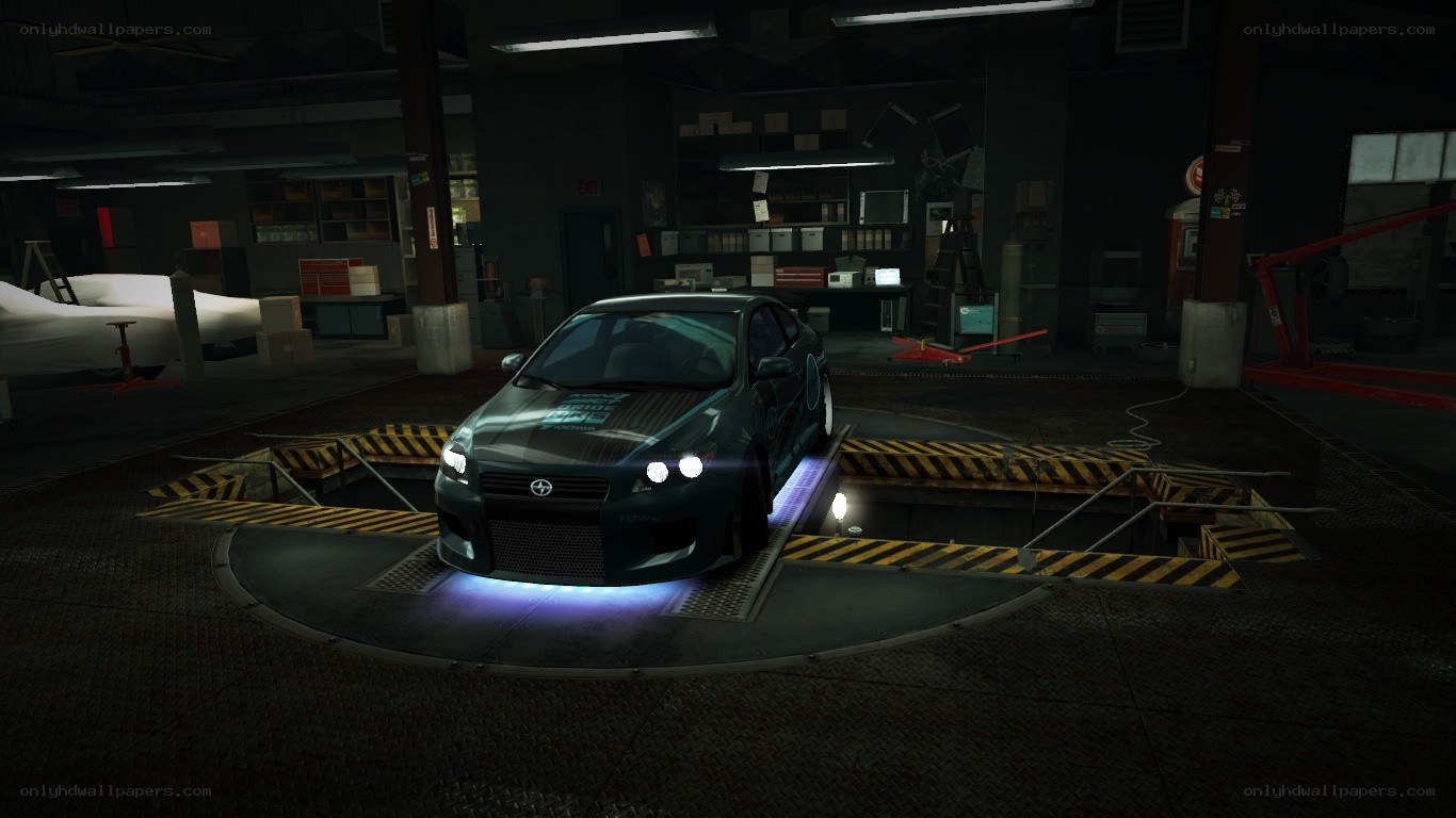 car in garage workshop