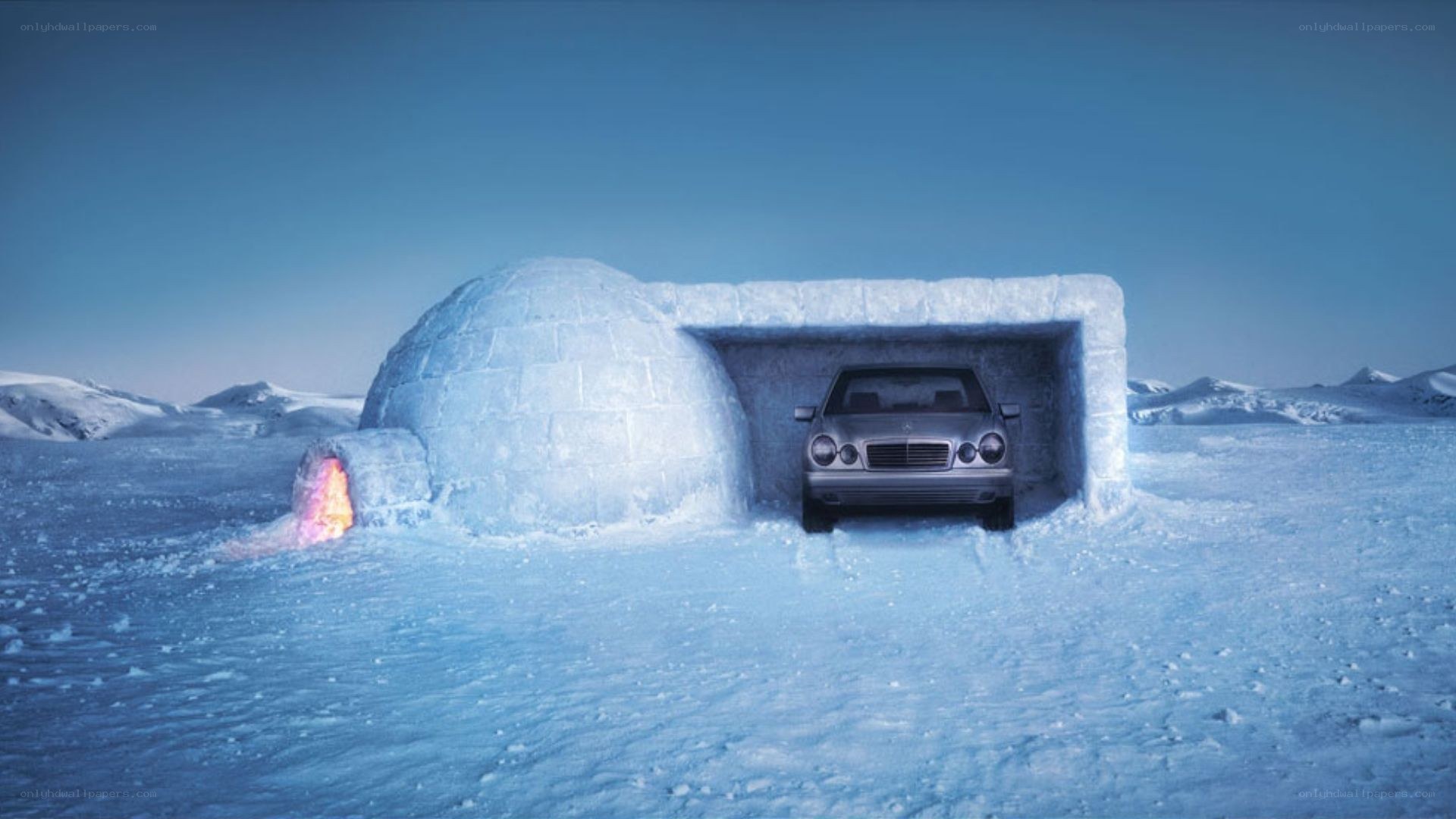 car in ice house