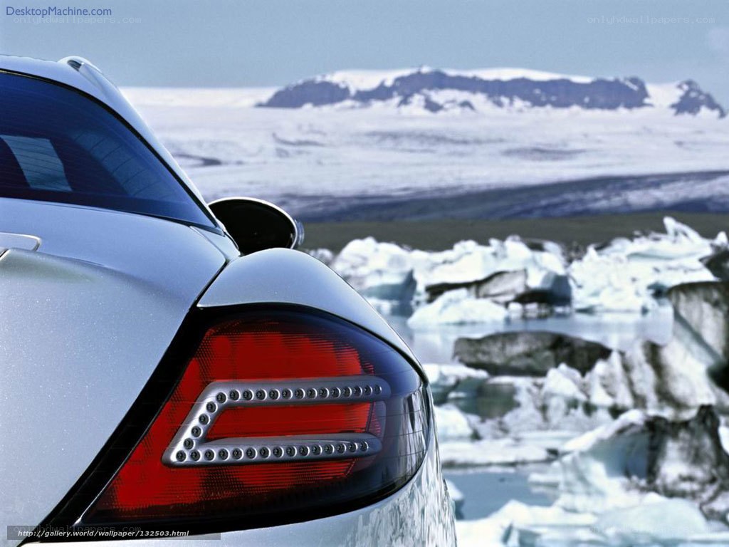 Car in icy landscape