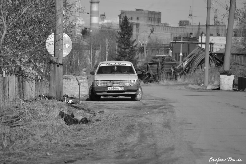 Car in industrial area