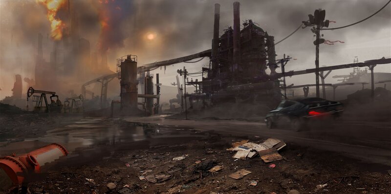 Car in Industrial Wasteland