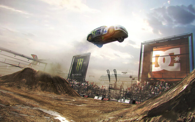 Car in Mid-air Jump — Brown, Dramatic