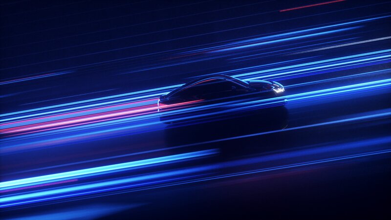 Car in Motion — Blue