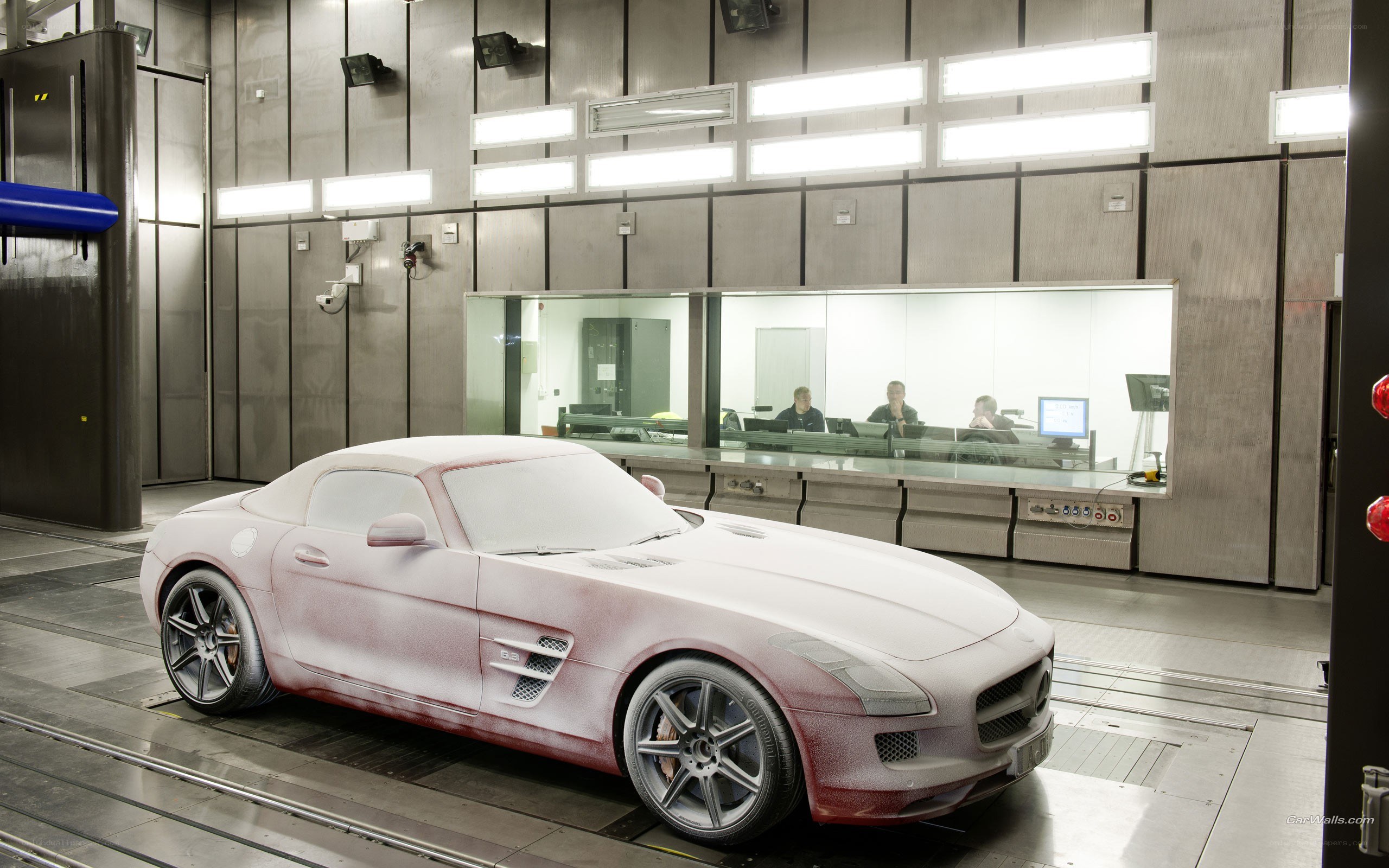Car in paint test chamber