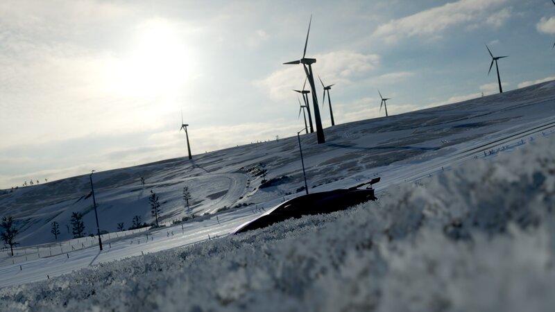 Car in Snowy Landscape — White